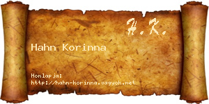 Hahn Korinna névjegykártya